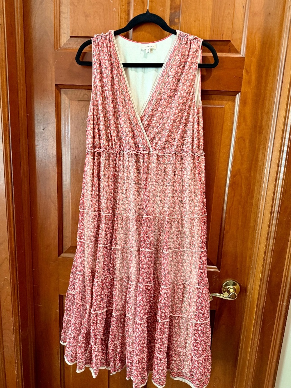 Max Studio Sleeveless Red Floral Maxi Dress Boho Tiered sz 1X
